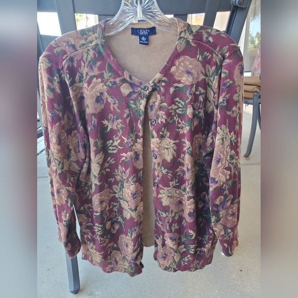 CHAPS Womens Floral Cardigan Sweater - Picture 1 of 4